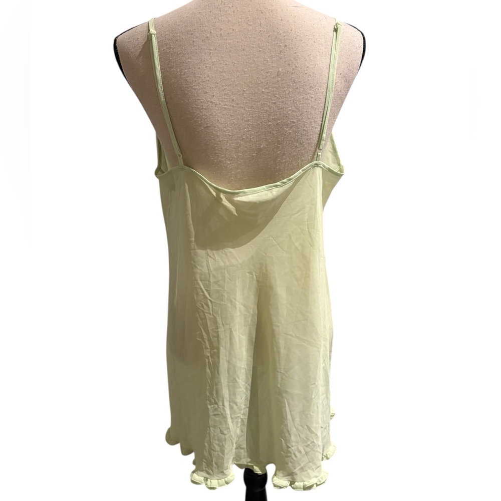 Vintage Y2K Victorias Secret Keylime Green/Yellow Sheer Slip Ruffle Detail Large - Picture 6 of 7